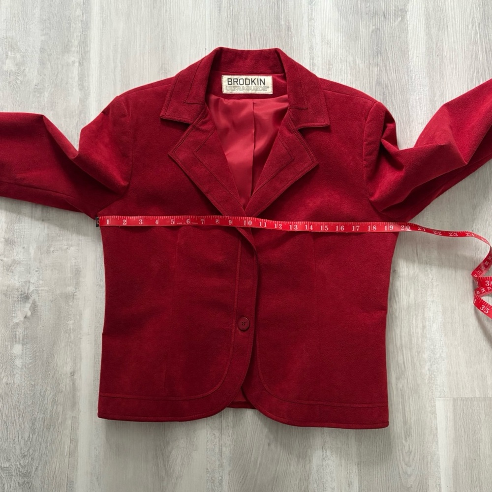 Vintage Brodkin UltraSuede Rich Red BlazerJacket Size 14 Large - Picture 12 of 13